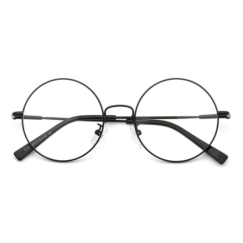 Black round memory metal glasses