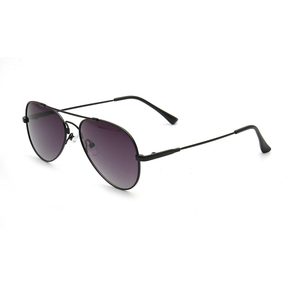 Side view of black pilot polarized sunglasses