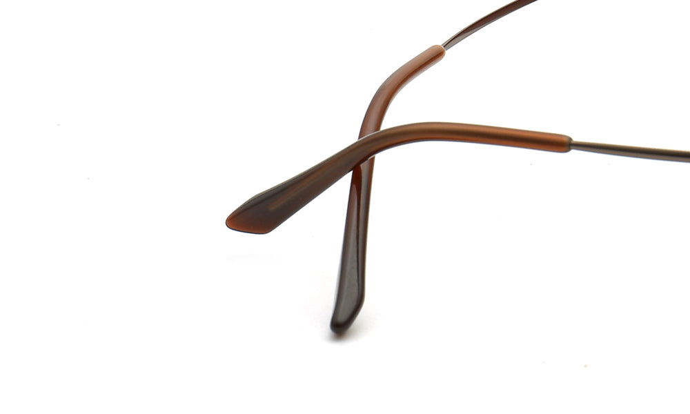 Temple tips of brown memory metal sunglasses