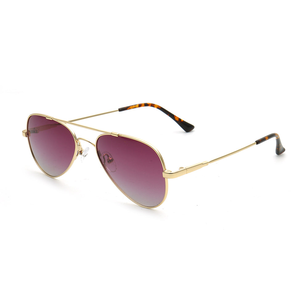 Side view of gold pilot sunglasses