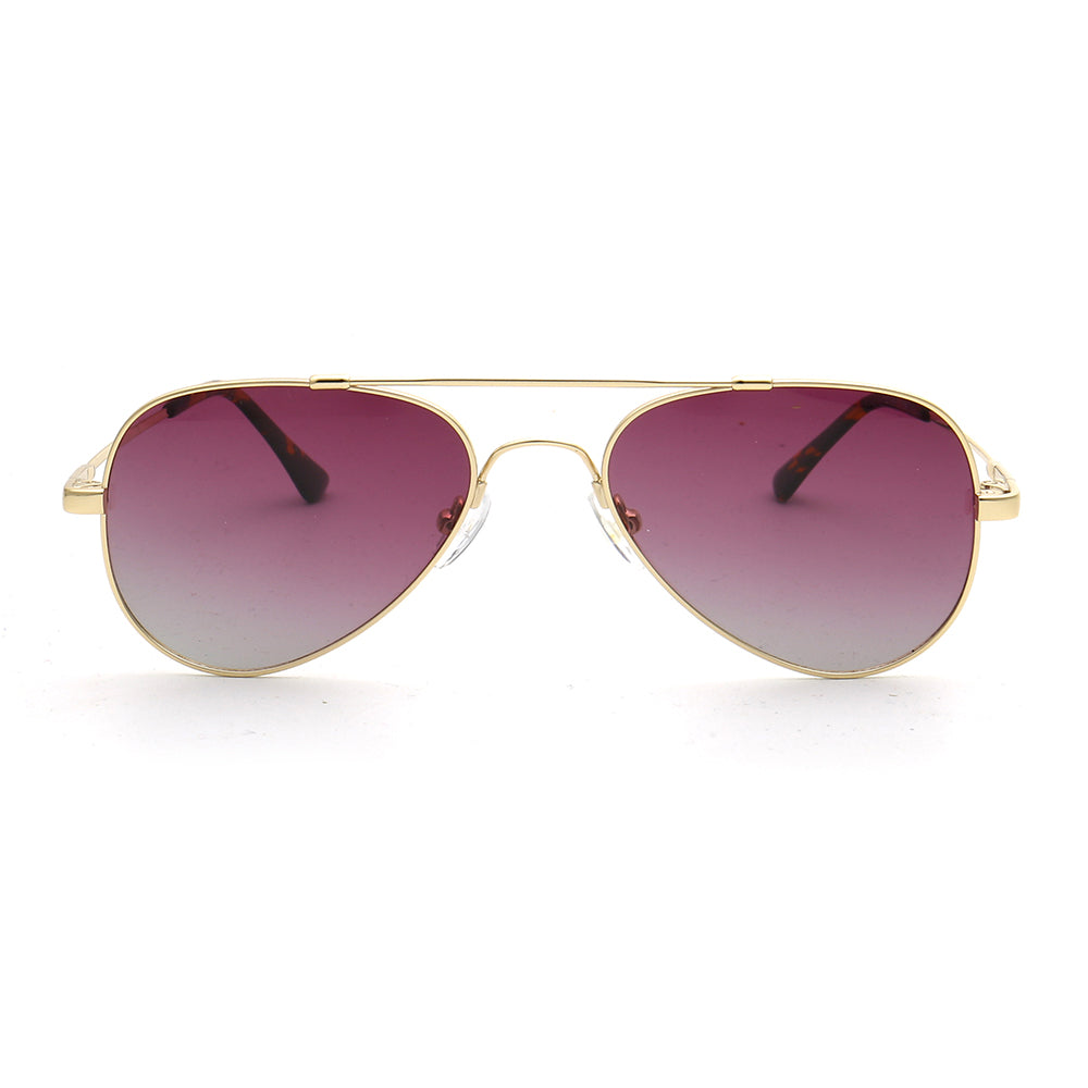 Front view of gold pilot sunglasses