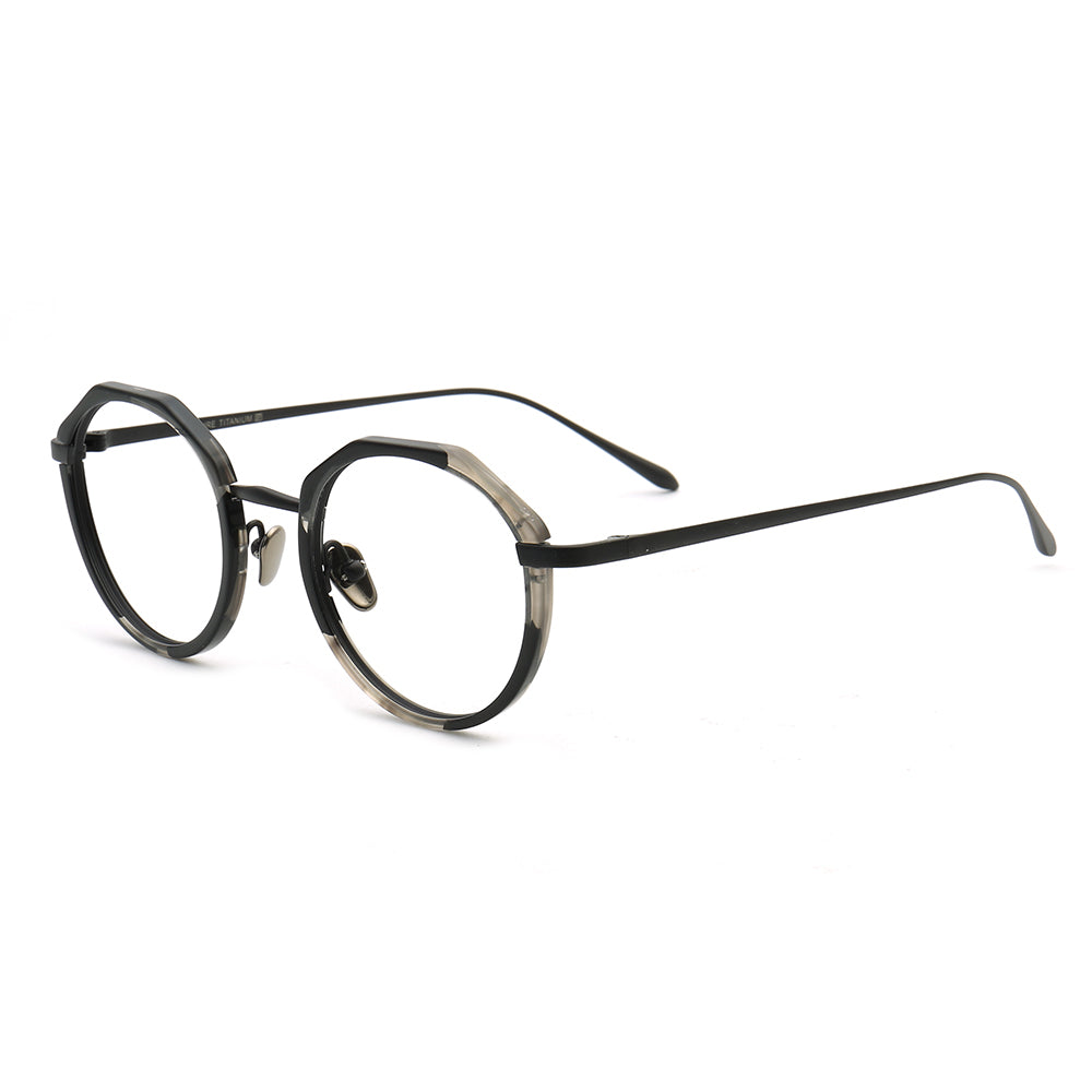 Layken | Titanium Eyeglass Frames w/ Patterned Acetate | Colorful Fashionable Unisex Glasses