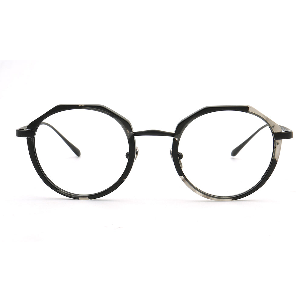 Layken | Titanium Eyeglass Frames w/ Patterned Acetate | Colorful Fashionable Unisex Glasses