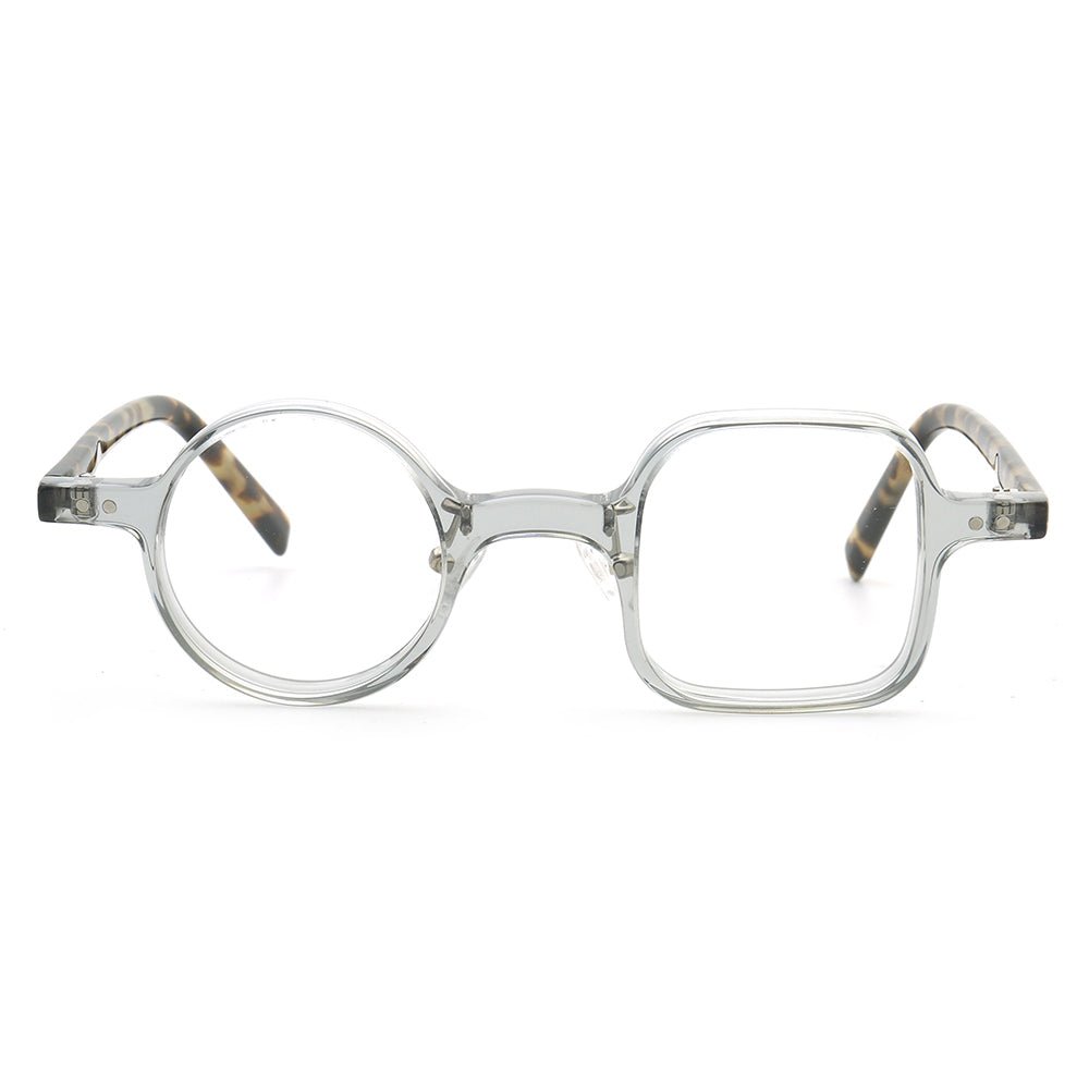 Front view of square round clear eyeglasses