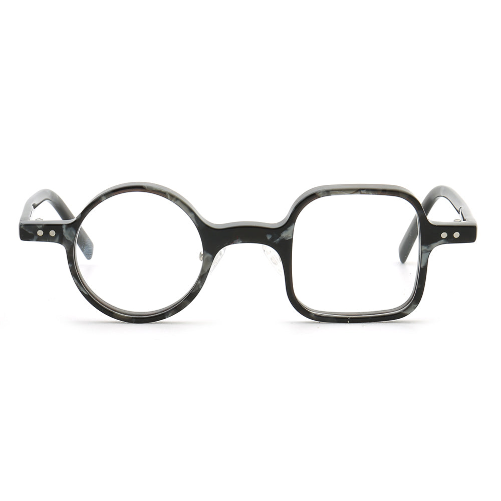 Front view of black marble mismatch eyeglasses