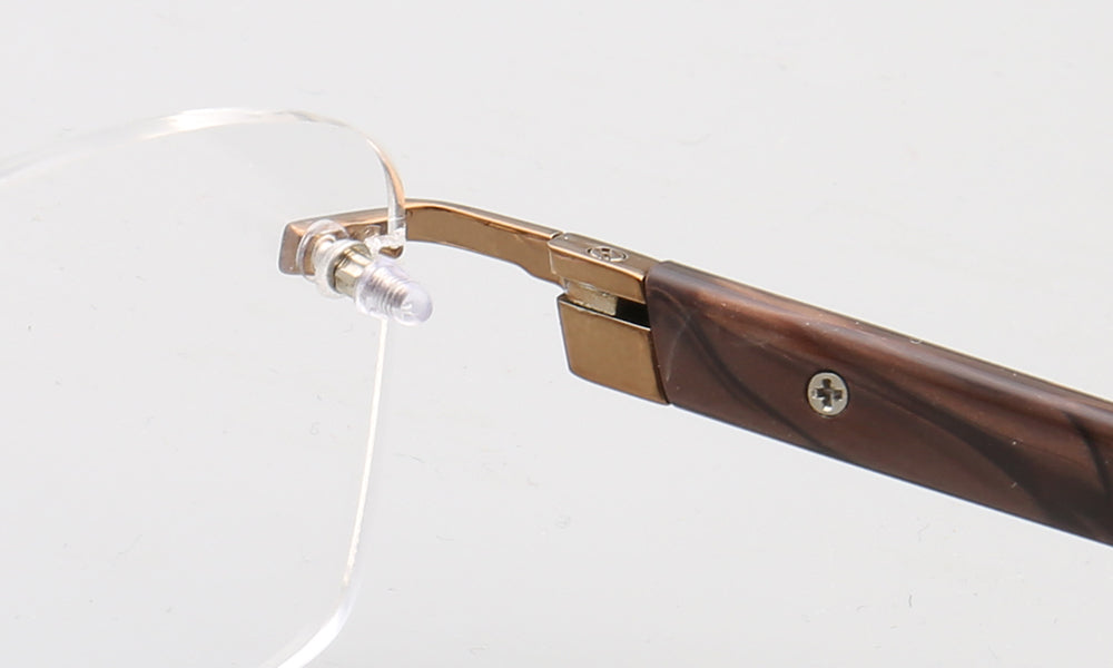 Hinge of rectangular rimless eyeglasses