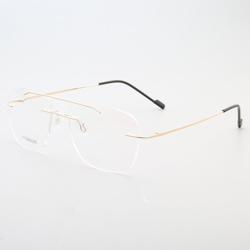 Gold rimless flat top glasses frames