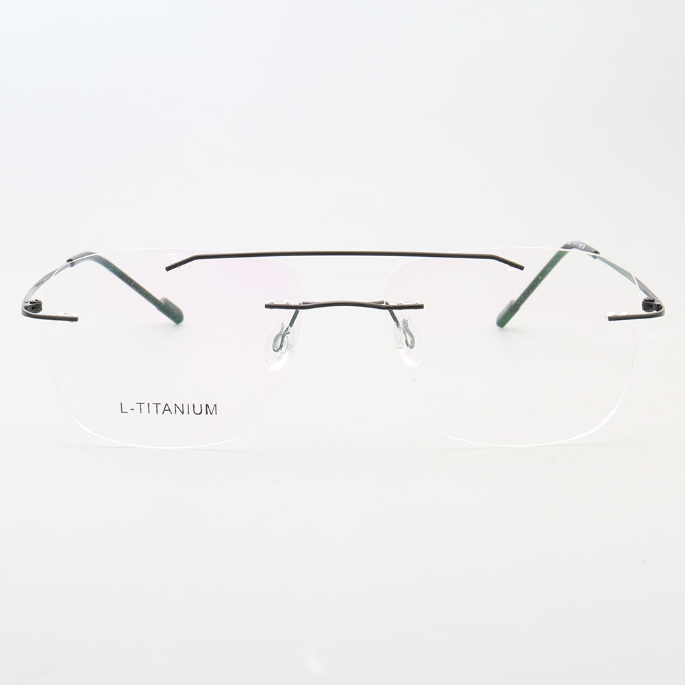 Flat top metal rimless glasses for men
