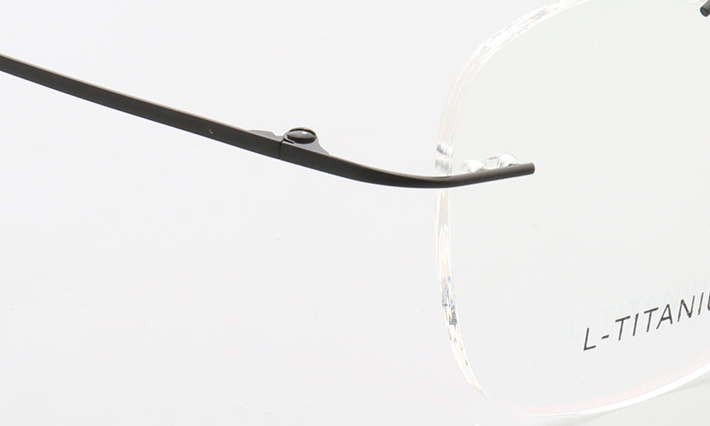 Temple of rimless square eyeglasses