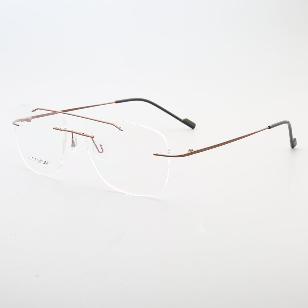 Bronze flat top rimless glasses