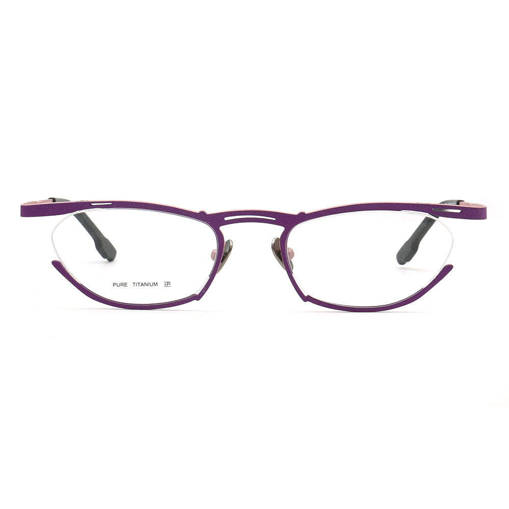 Front view of purple cat eye glasses frames