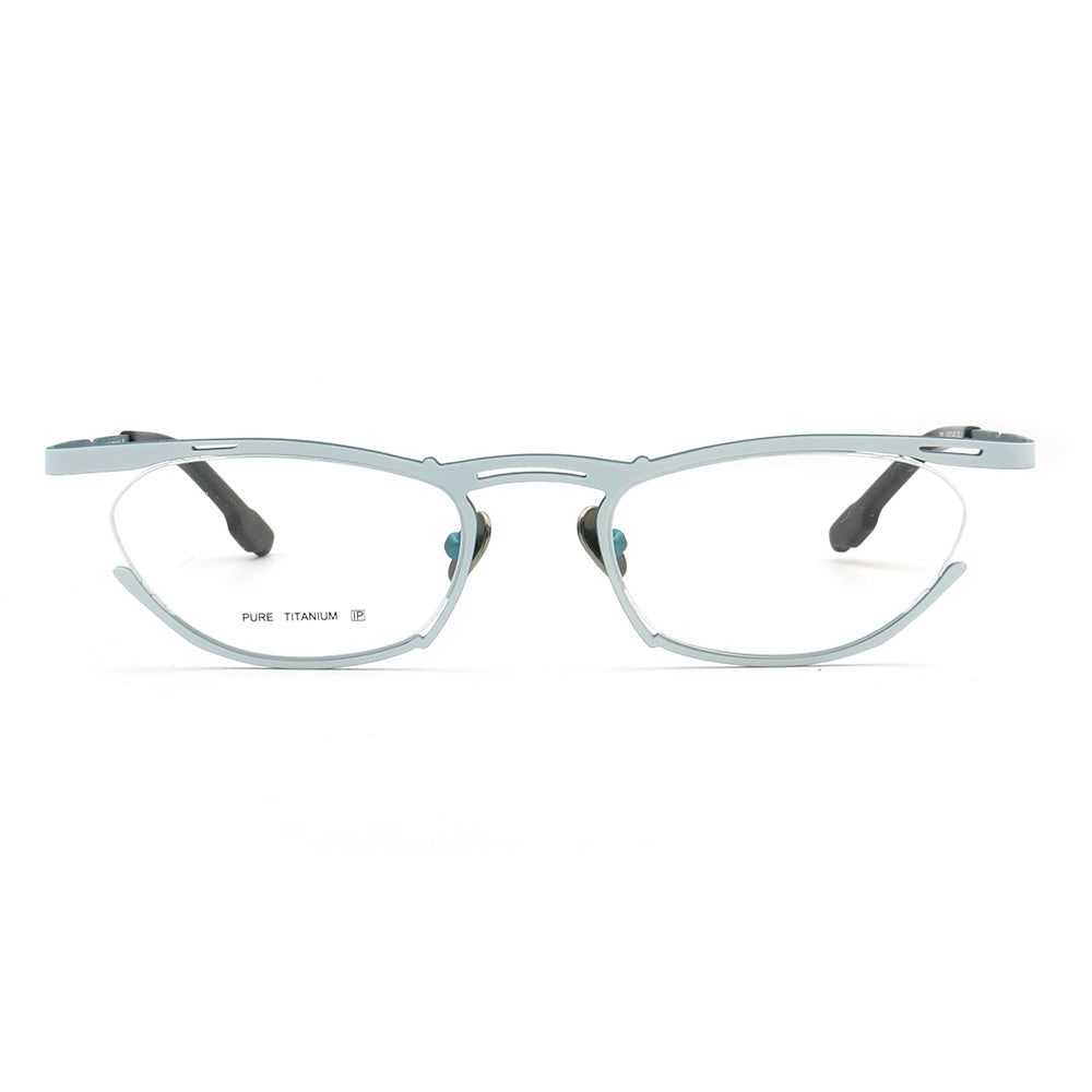 Front view of pure titanium cat eye eyeglass frames