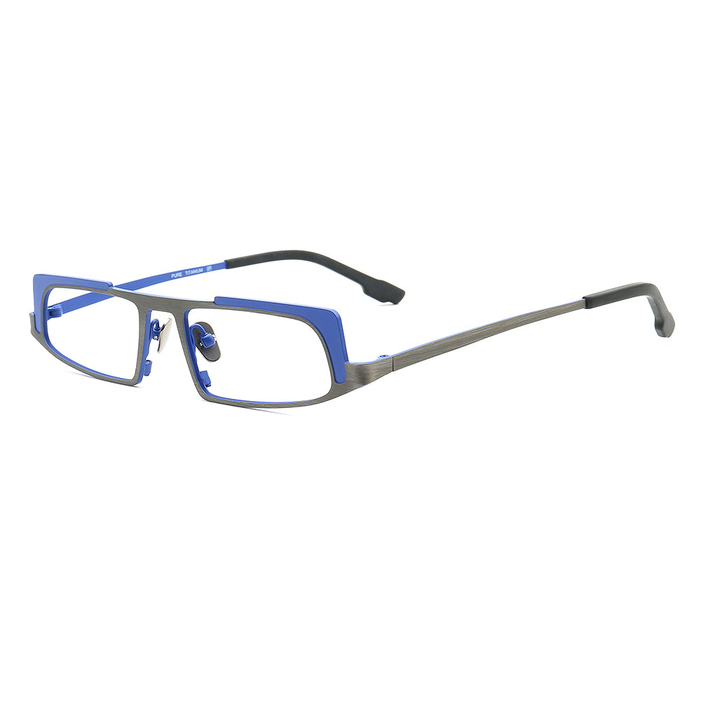 Vernon | Sleek Rectangular Titanium Eyeglass Frames | Modern Two Toned Full Rim Glasses