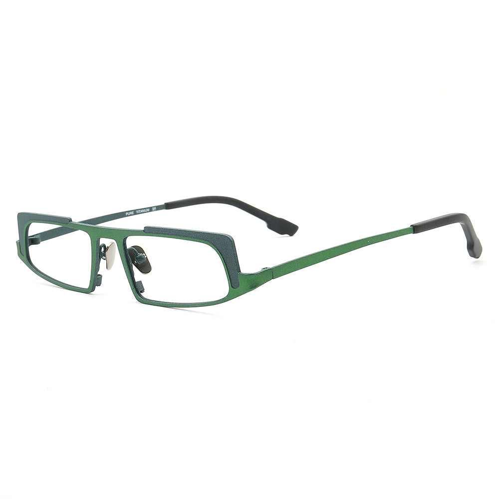 Vernon | Sleek Rectangular Titanium Eyeglass Frames | Modern Two Toned Full Rim Glasses