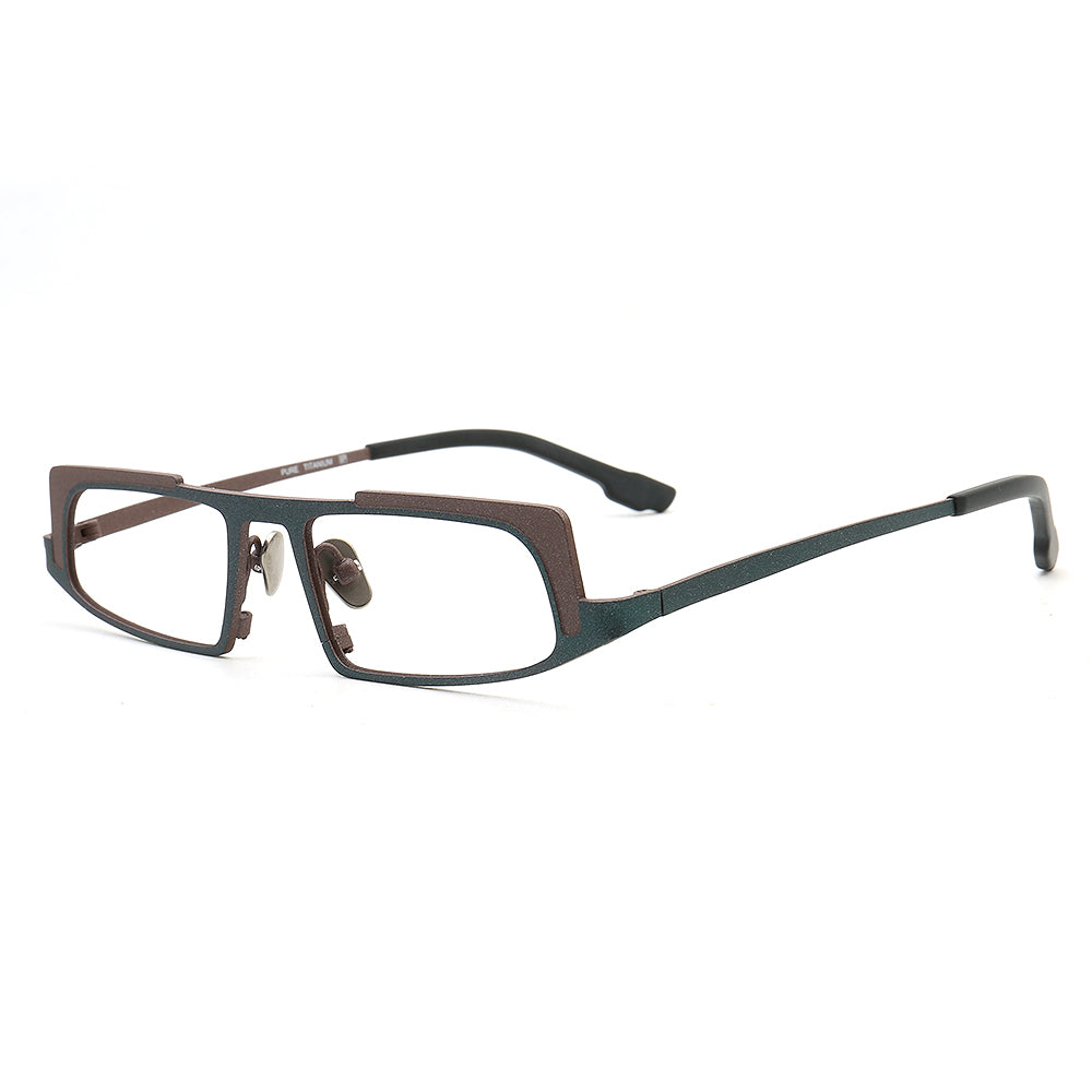 Vernon | Sleek Rectangular Titanium Eyeglass Frames | Modern Two Toned Full Rim Glasses