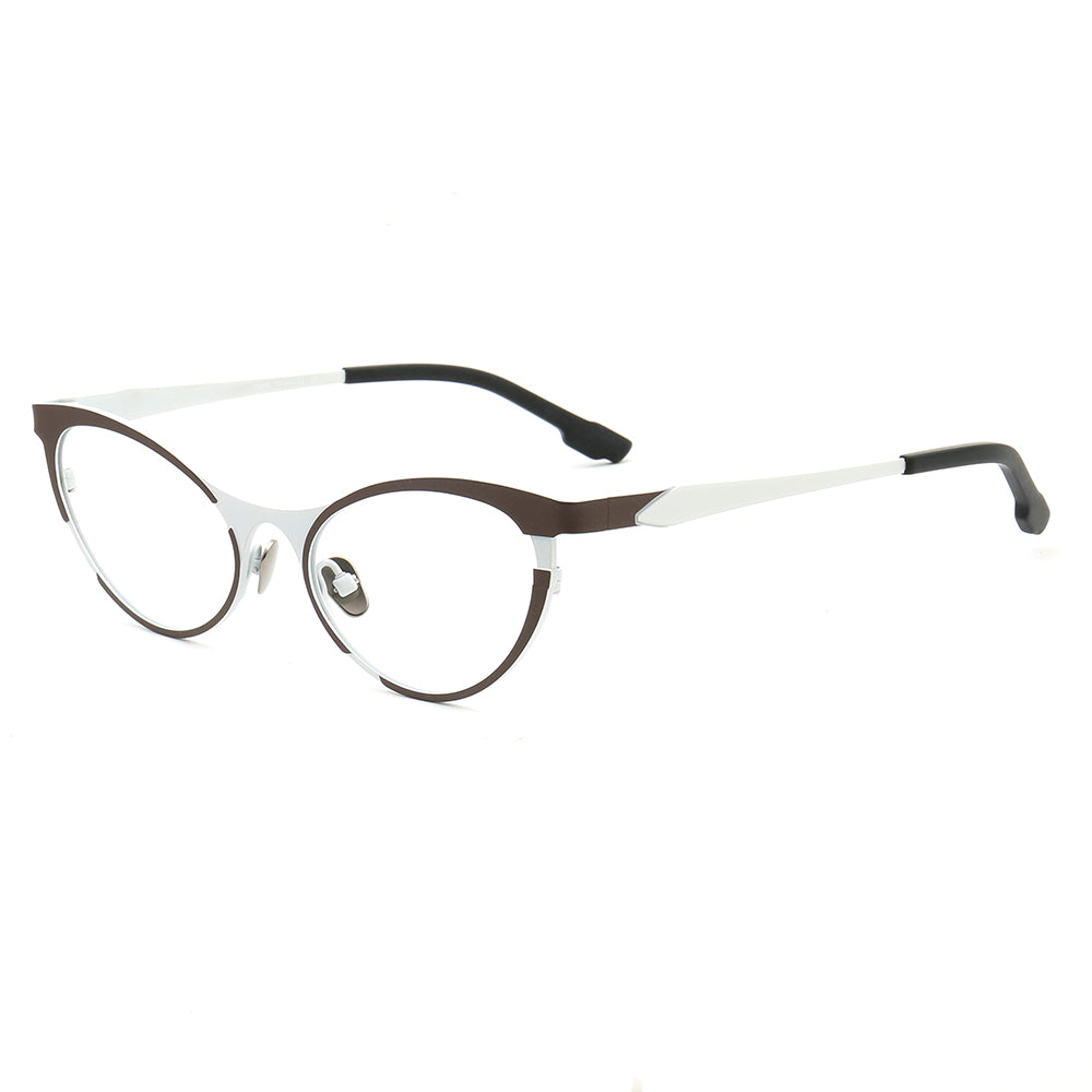 A pair of womens titanium cat eye glasses