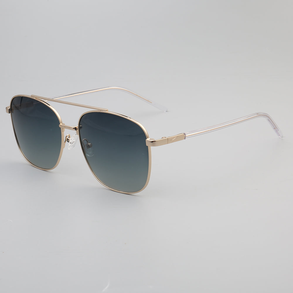 side view of gold double bridge polarized sunglasses