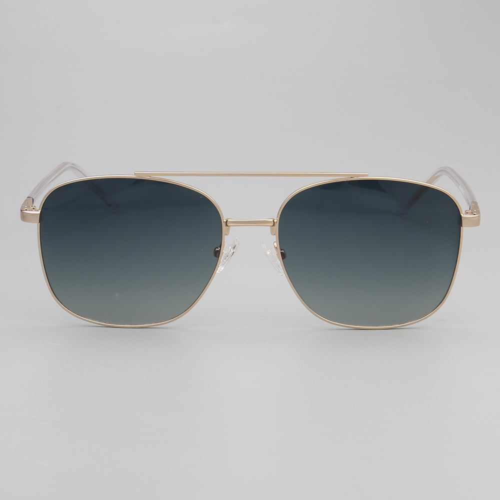 front view of gold double bridge polarized sunglasses