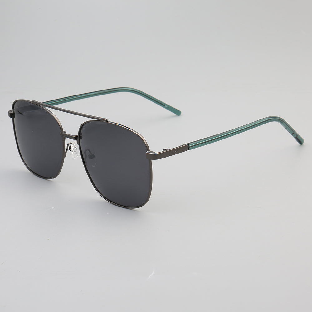 side view of gunmetal double bridge polarized sunglasses