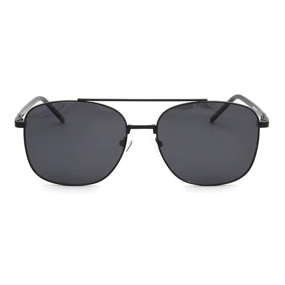 front view of black double bridge polarized sunglasses