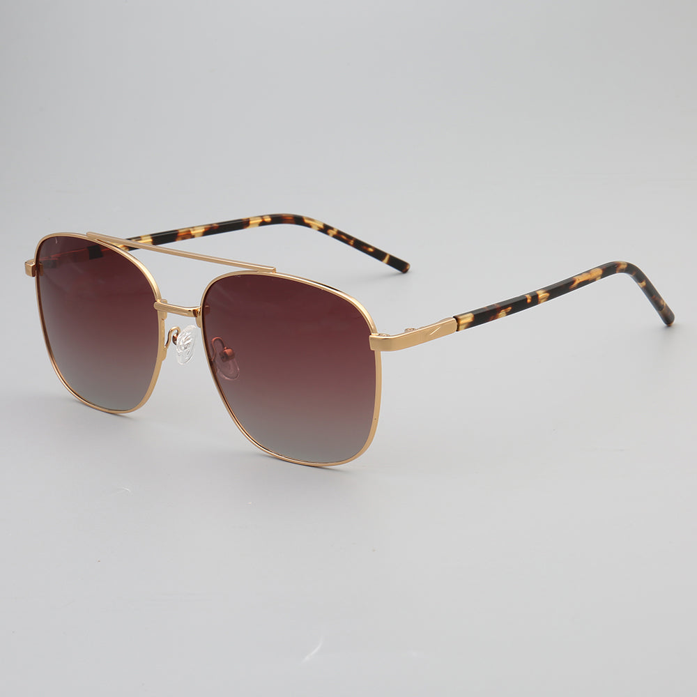 side view of gold double bridge polarized sunglasses