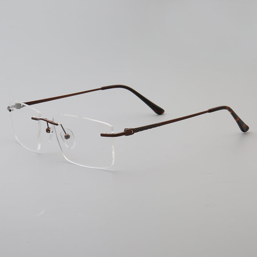 Thin metal rectangular rimless eyeglasses