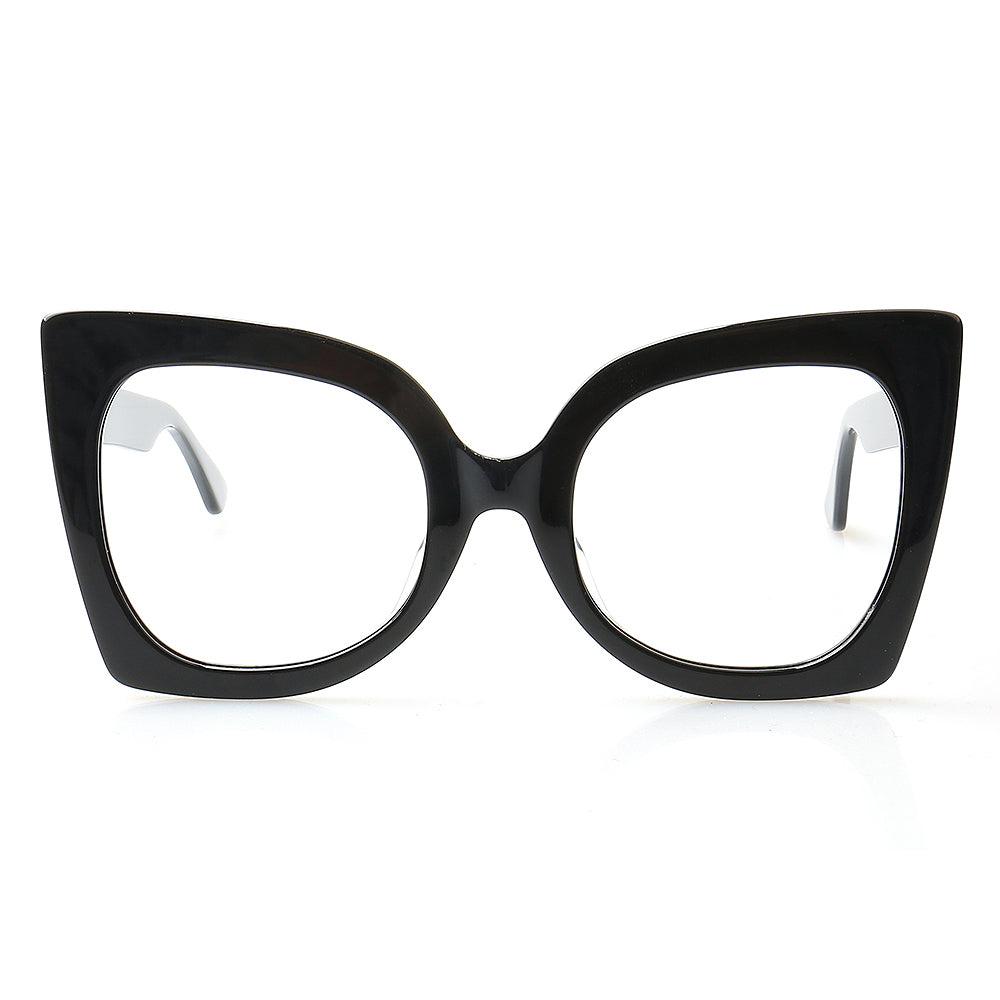 Black oversized cat eye eyeglass frames for women