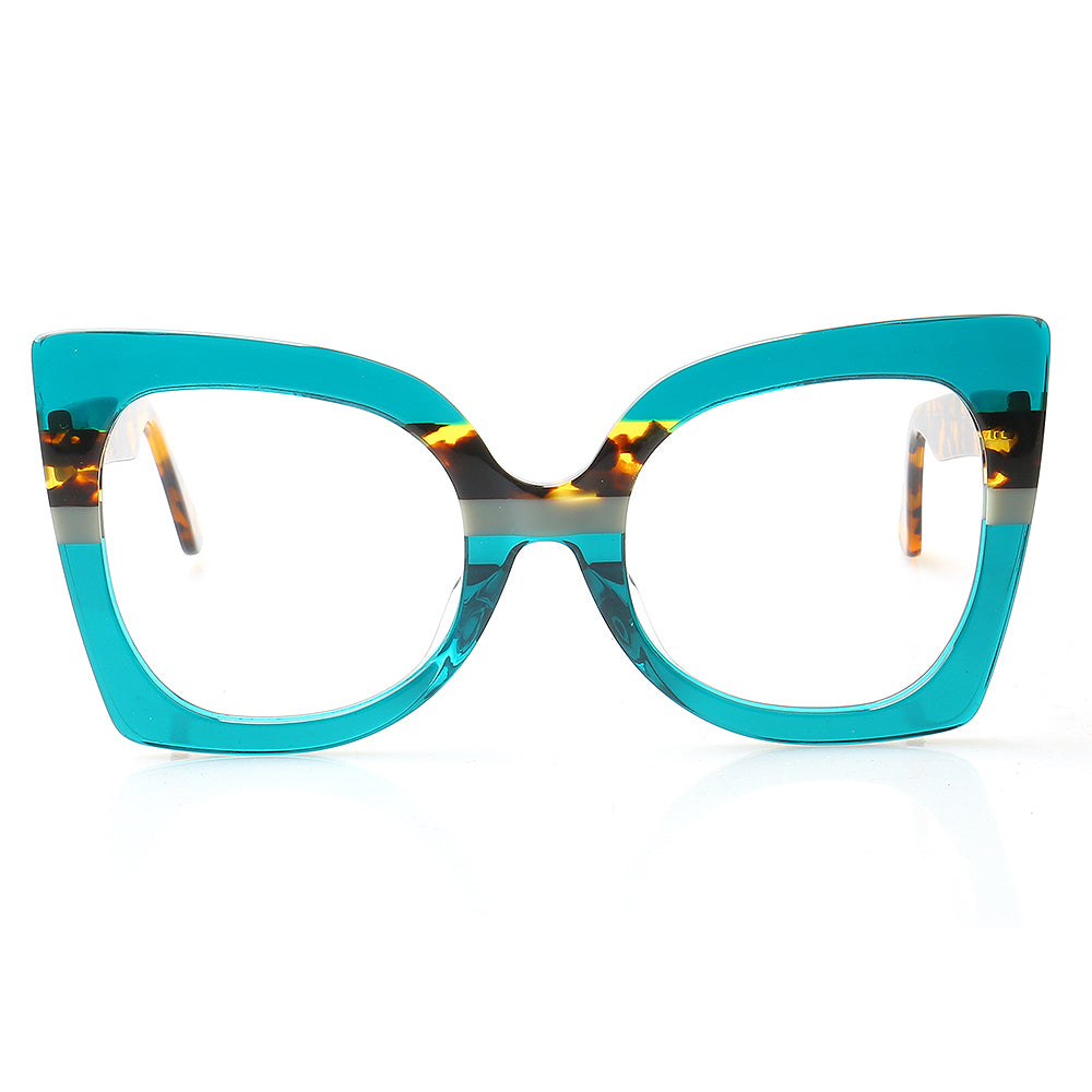 Blue oversized cat eye eyeglasses for women
