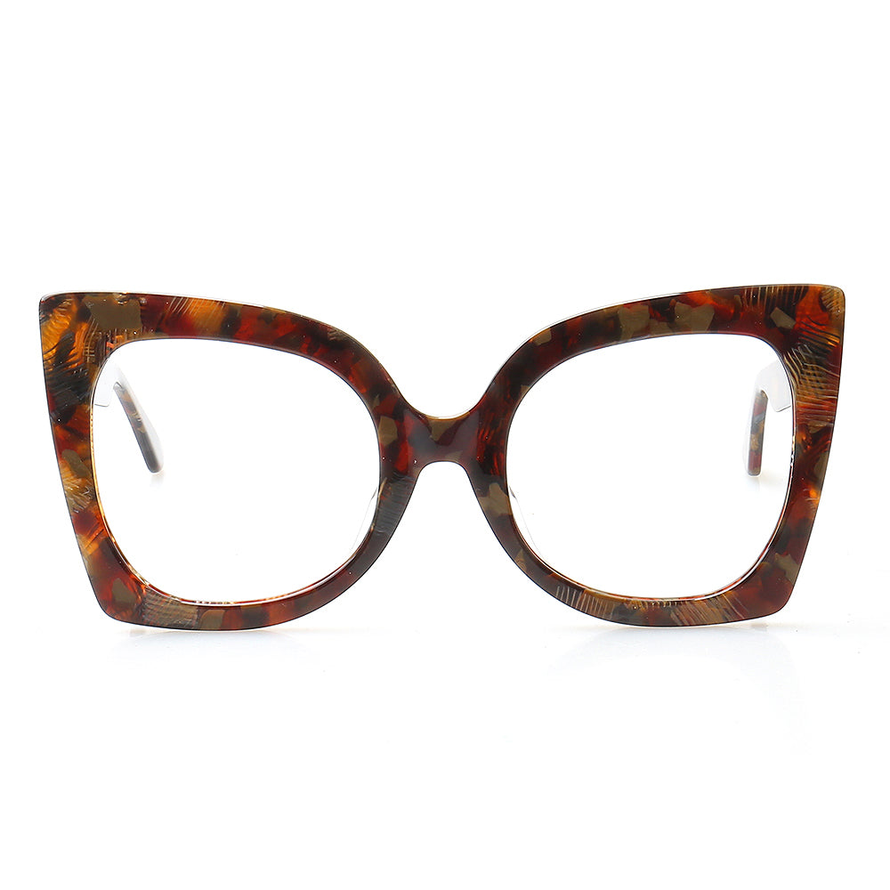 Auburn colored oversized cat eye glasses for women