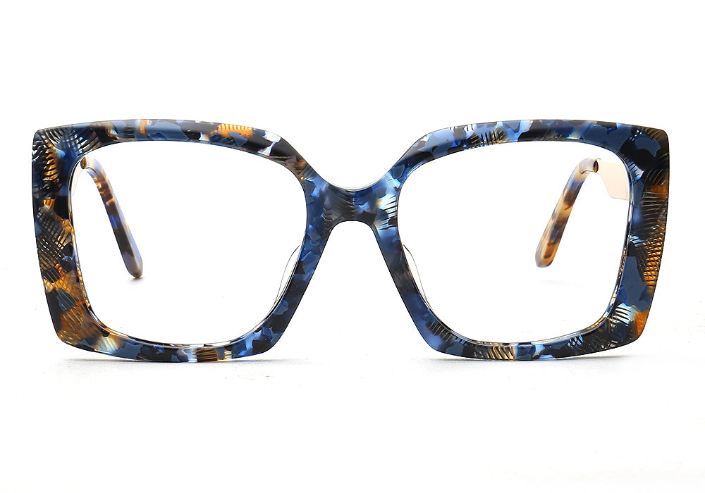 Oversized blue tortoise butterfly eyewear frames