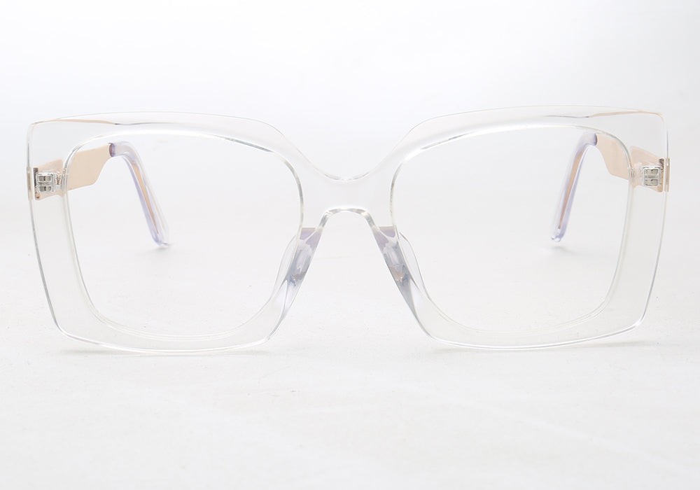 Clear and gold oversized butterfly eyewear frames