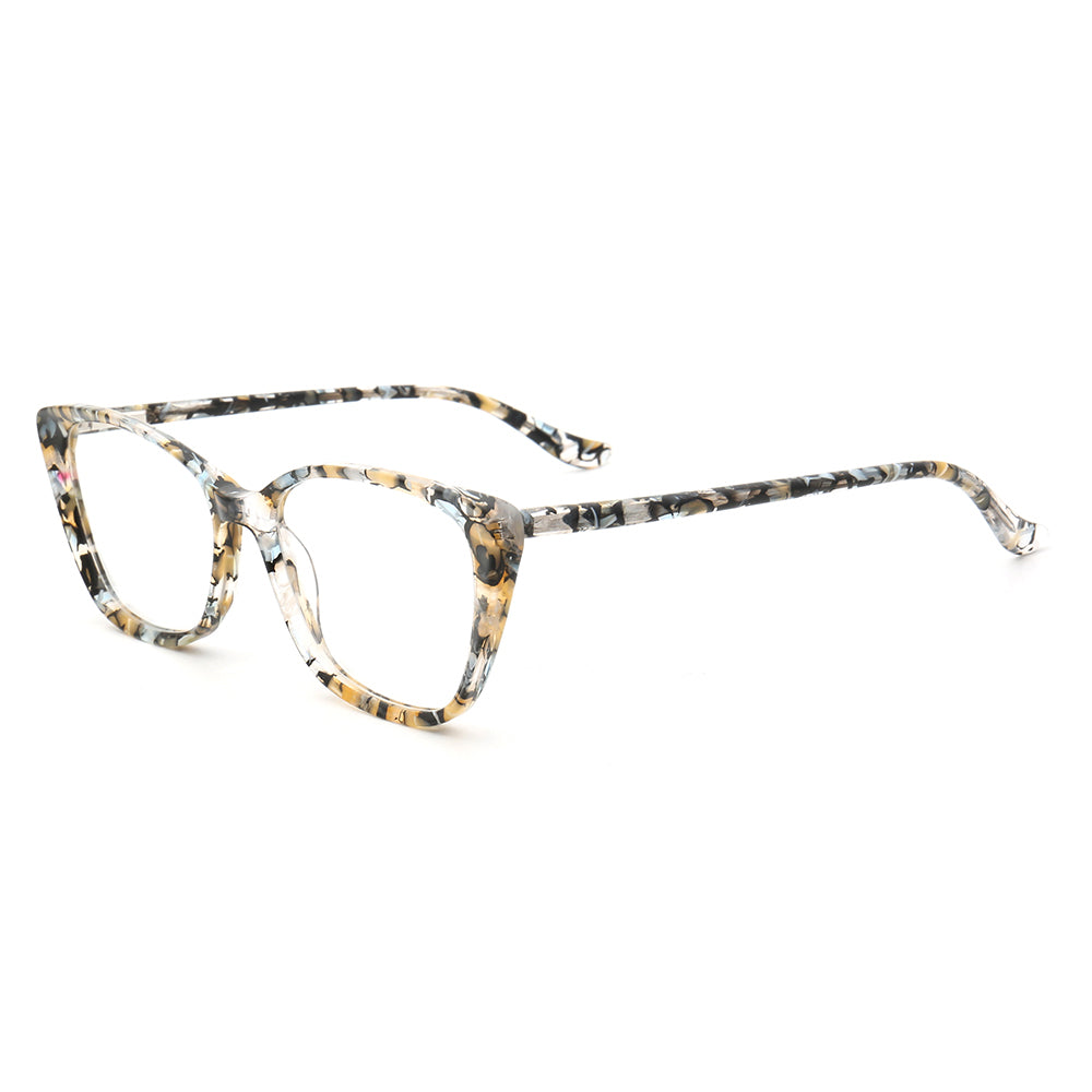 Side view of tortoise shell eyeglass frames for women