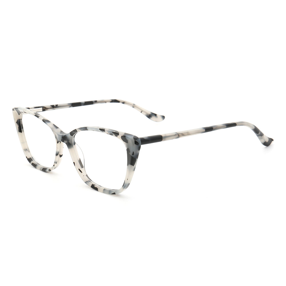 Side view of multicolored acetate eyeglasses for women