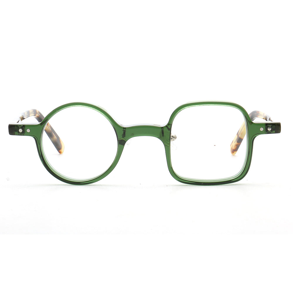 green mismatch tortoise eyeglass frames
