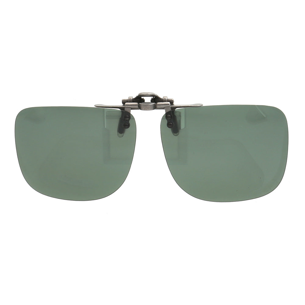 Green square clip on sunglasses