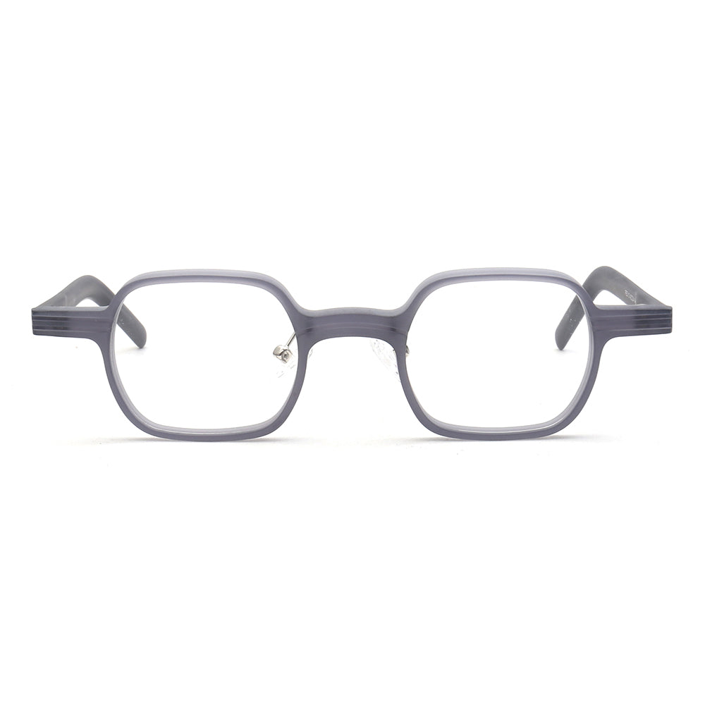 Front view of grey square full rim eyeglasses