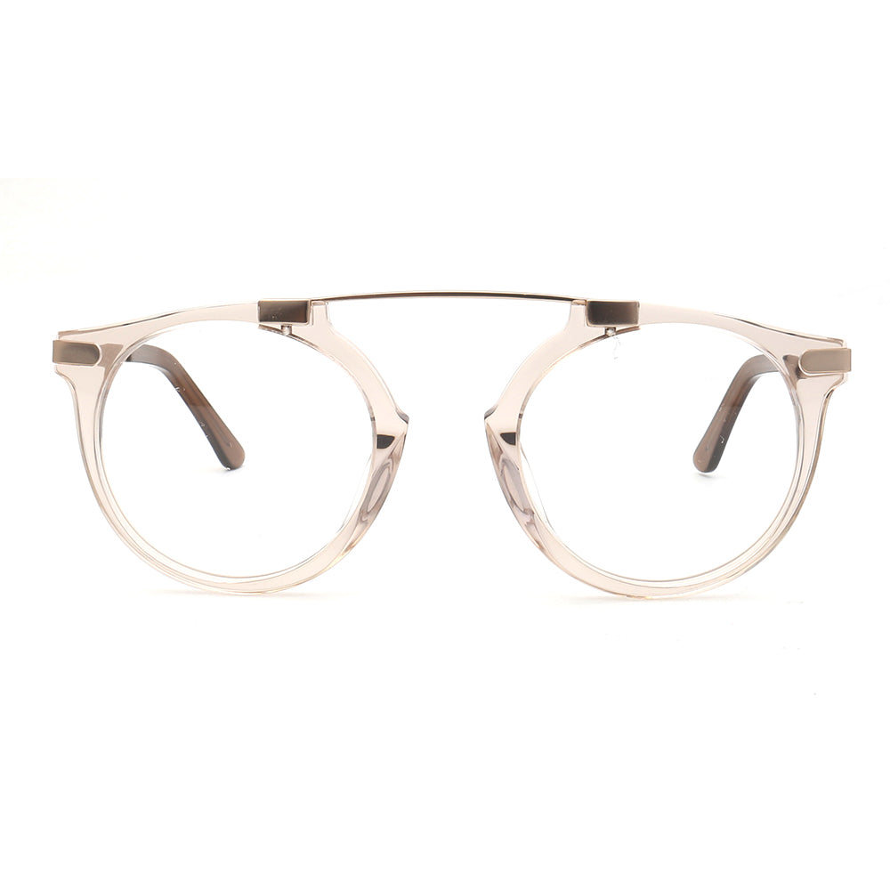 Transparent round full rim acetate glasses