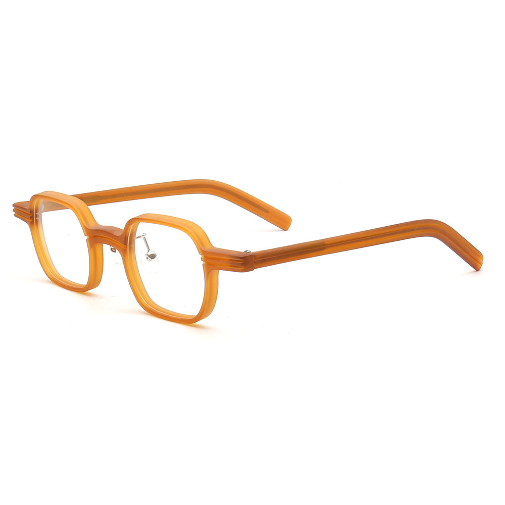 Orange square full rim eyeglasses