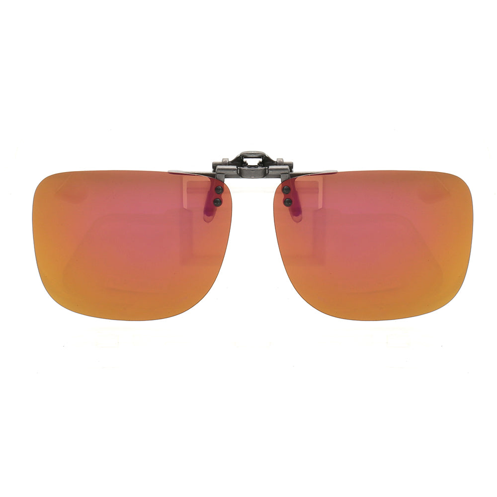 Fire colored square clip on sunglasses