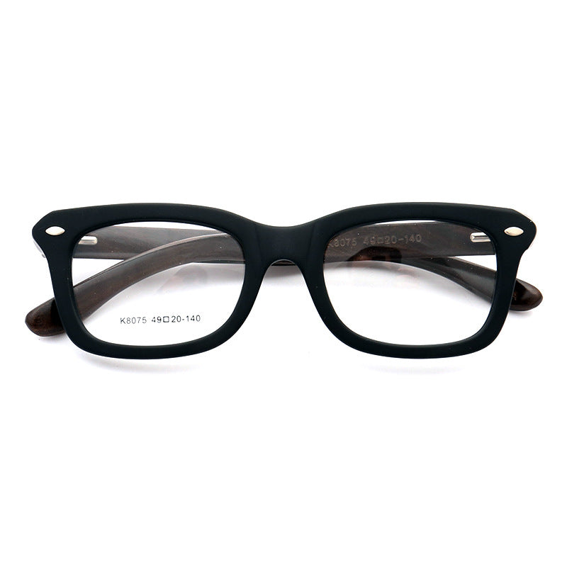 A pair of full rim square wooden glasses frames