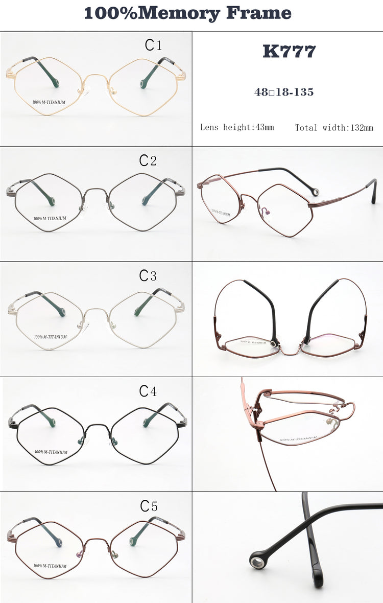 Kenton Geometric Mens Memory Metal Glasses Flexible Bendable Polygon Shaped Frame for Women