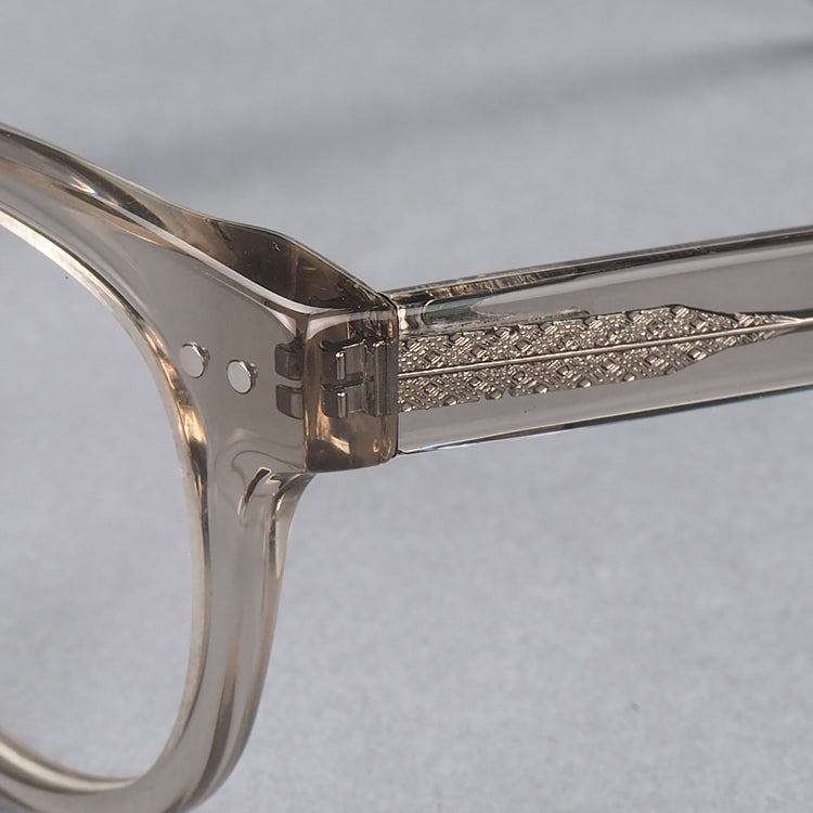 Clear temple of round acetate eyeglass frames