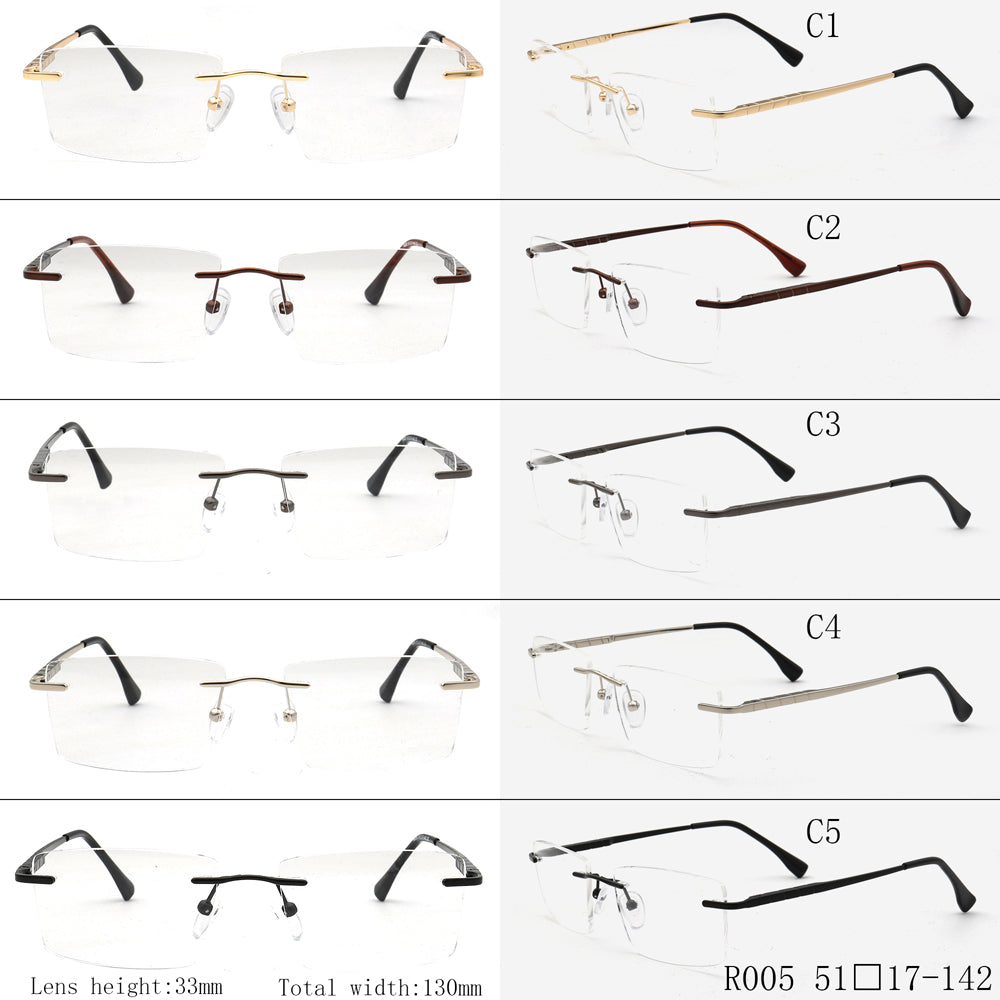 Mens square rimless business glasses