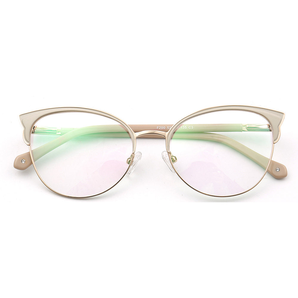 Beige colored womens cat eye glasses