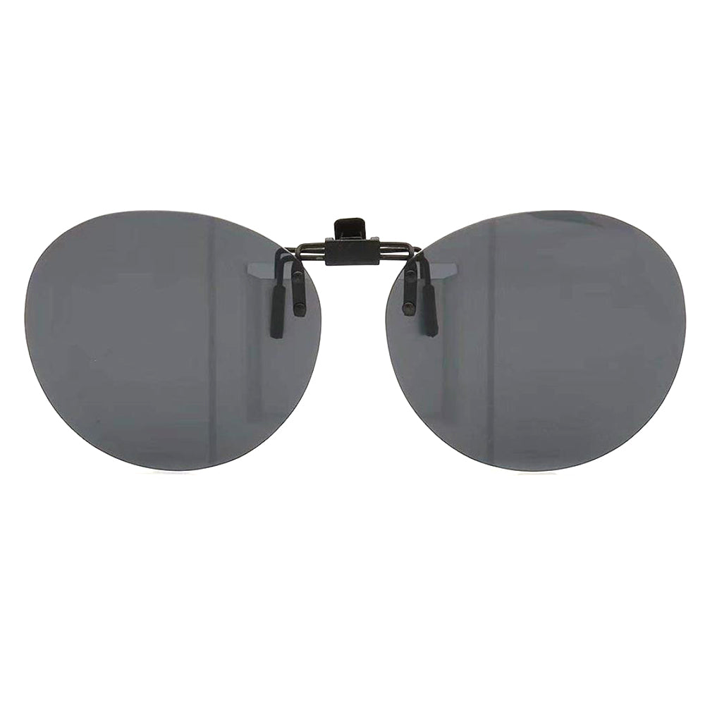 Round black clip on sunglasses