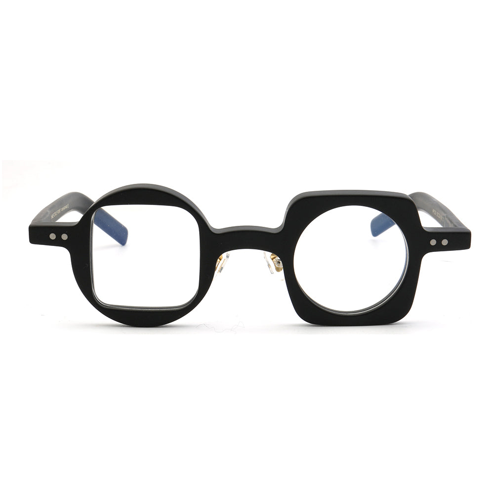 Front view of black square round eyeglasses