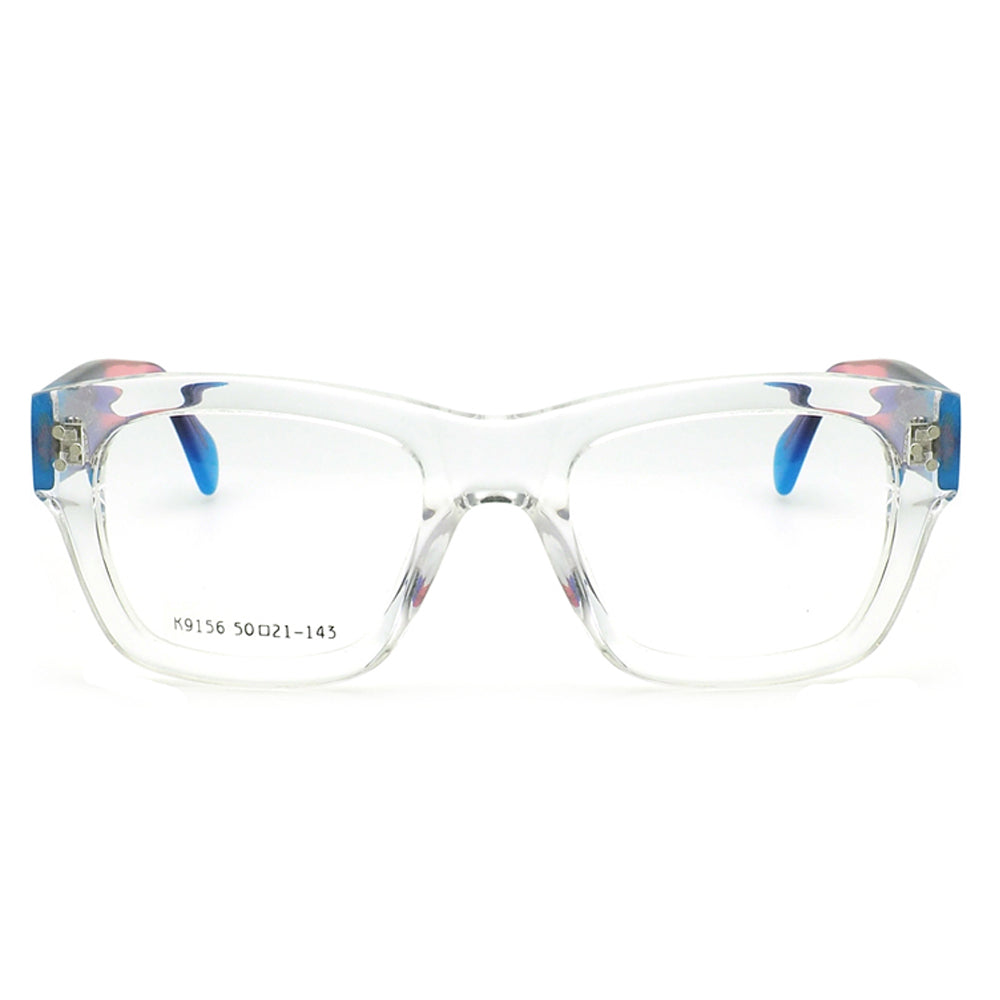 A pair of clear retro square gradient eyeglasses