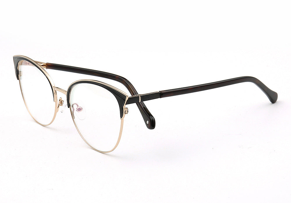 Side view of black cat eye glasses for women