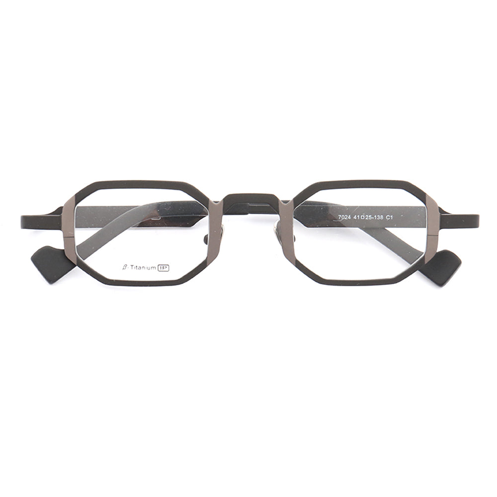 Grey two-toned rectangular titanium eyeglasses