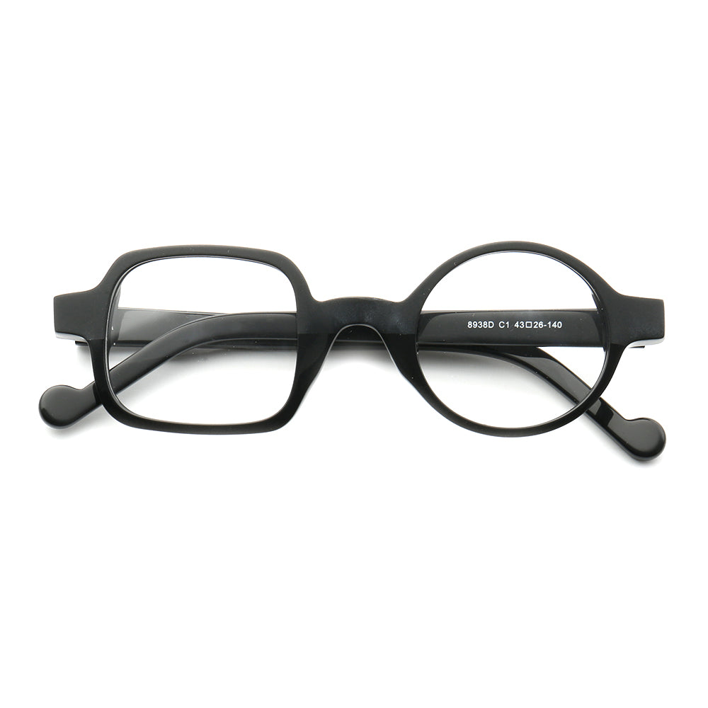 Black mismatch square and round eyeglass frames